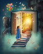 Photo: Little girl walking up stairs Little girl walking up stairs