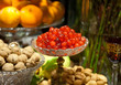 Candied cherries in glass bowl