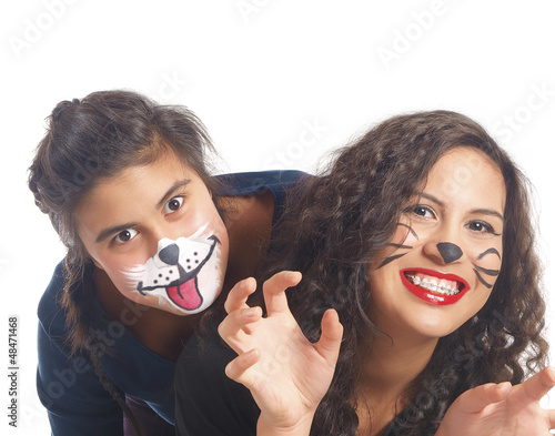 Photo: zwei mädchen mit hunde und katze schminke zwei mädchen mit hunde und katze schminke