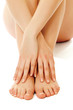 Photo: Beautiful woman's crossed legs and hands Beautiful woman's crossed legs and hands