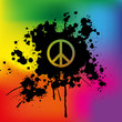 Peace sign on rainbow background
