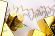 Gold bars with a linear graph 