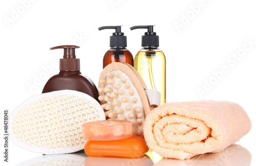 Photo: Set for care of a body isolated on white Set for care of a body isolated on white