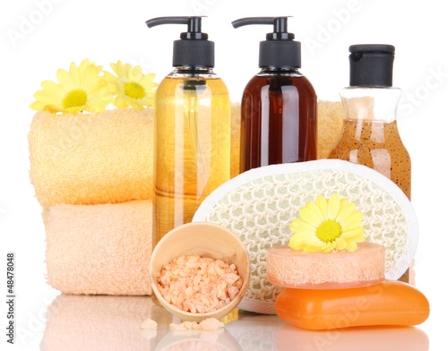 Photo: Set for care of a body isolated on white Set for care of a body isolated on white