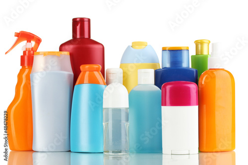 Photo: A lot of different cosmetic products for personal care isolated A lot of different cosmetic products for personal care isolated