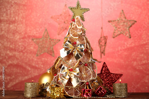 Photo: beautiful christmas tree of dry lemons with decor, beautiful christmas tree of dry lemons with decor,