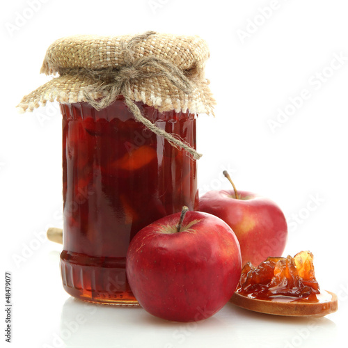 Photo: tasty homemade jam, isolated on white tasty homemade jam, isolated on white