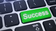Success. Tracking shot of the computer keyboard key Success.
