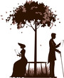 Retro illustration of reading couple