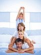 Jolly happy family having fun