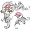 Vektor: Corner piece ornament of roses Corner piece ornament of roses