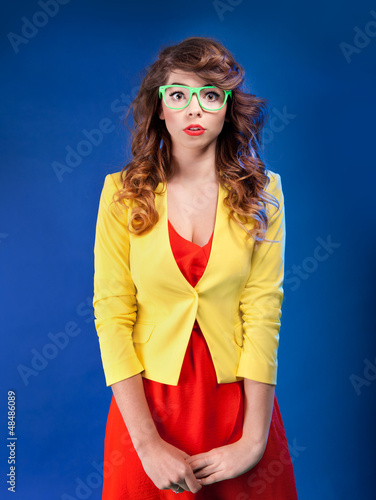 Photo: Funny colorful portrait of an attractive young woman Funny colorful portrait of an attractive young woman