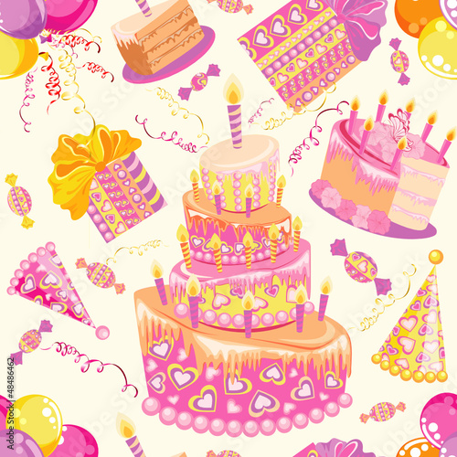 Vector: Happy birthday seamless background pattern. Happy birthday seamless background pattern.
