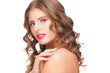 Woman with bright makeup