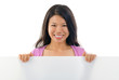 Asian Chinese girl holding placard