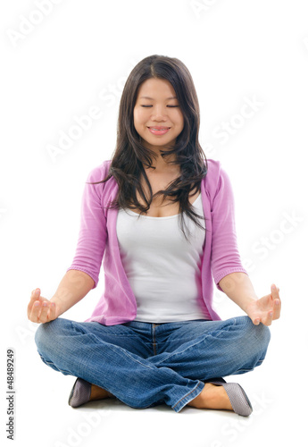 Photo: Asian Chinese woman yoga lotus pose Asian Chinese woman yoga lotus pose