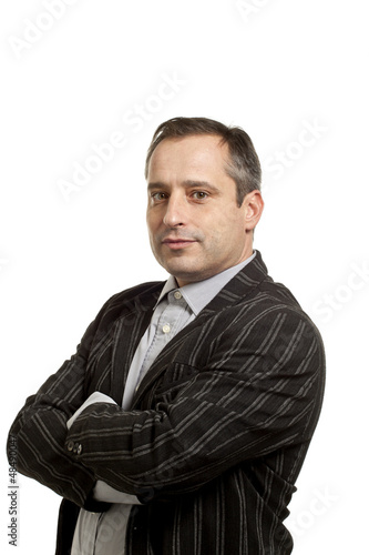 Photo: portrait of adult man, isolated on white background portrait of adult man, isolated on white background