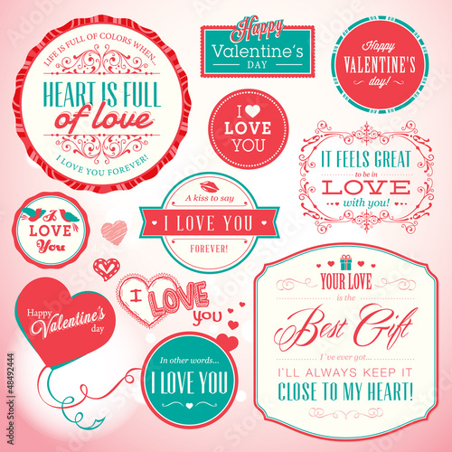 Vector: Set of badges and elements for Valentine`s day Set of badges and elements for Valentine`s day