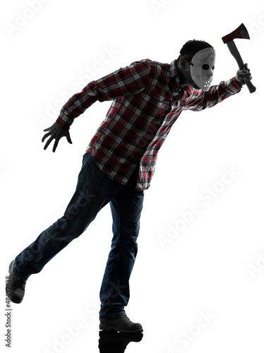 Photo: man serial killer with mask silhouette full length man serial killer with mask silhouette full length