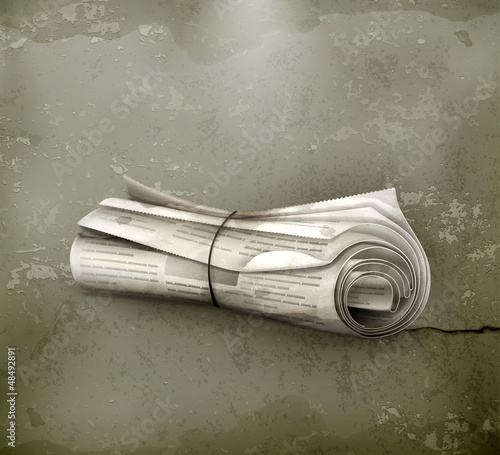 Vector: Rolled Newspaper, old-style Rolled Newspaper, old-style