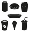 Vektor: set icons of fast food black silhouette vector illustration set icons of fast food black silhouette vector illustration