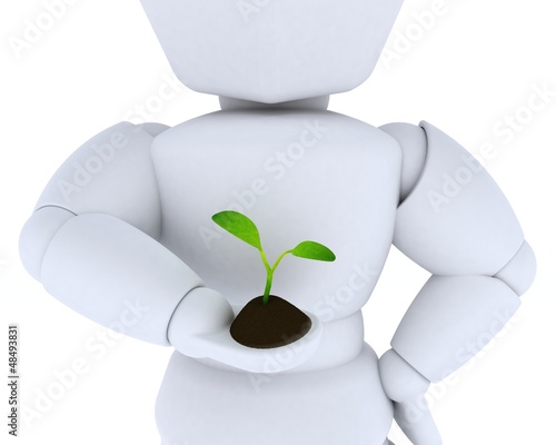 Illustration: man nurturing a seedling plant man nurturing a seedling plant