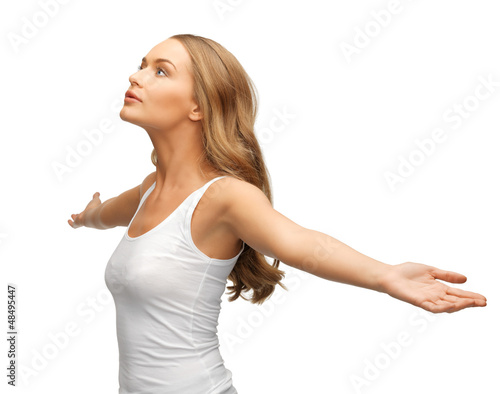 Photo: woman spreading hands woman spreading hands