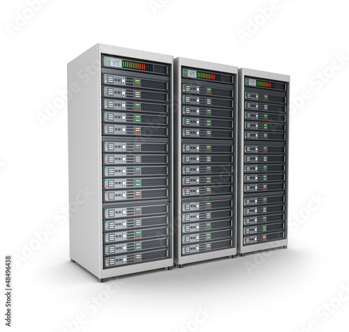 Illustration: Server grid or render farm. Isolated on white. Server grid or render farm. Isolated on white.