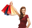 happy teenage girl with shopping bags