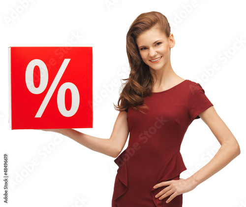 Photo: girl with percent sign girl with percent sign