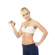 Athletic girl talking on the phone through the headset