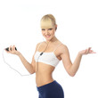 Athletic girl talking on the phone through the headset