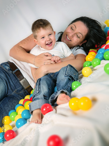 Photo: Mother playing with her son Mother playing with her son