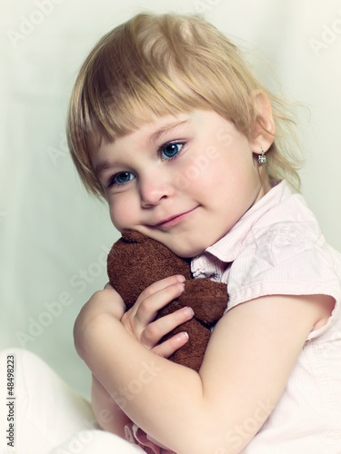 Photo: little girl with teddy bear little girl with teddy bear