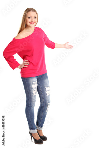 Photo: Woman presenting something Woman presenting something