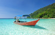 Beautiful beach with motor boat