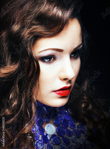 Photo: Charming Romantic Brunette Woman Closeup Portrait Charming Romantic Brunette Woman Closeup Portrait