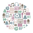 round card with music icons