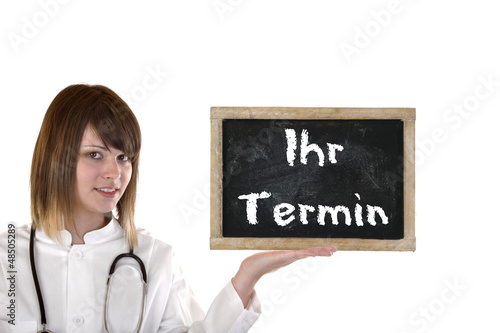 Photo: Tafel und Frau Arzttermin Tafel und Frau Arzttermin