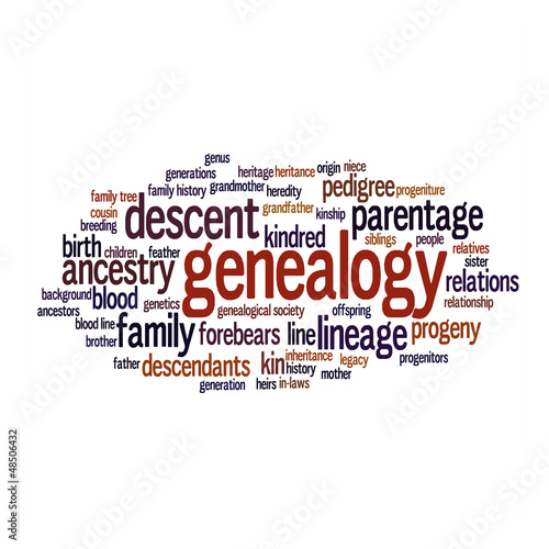 Vector: Genealogy and family history research word cloud Genealogy and family history research word cloud