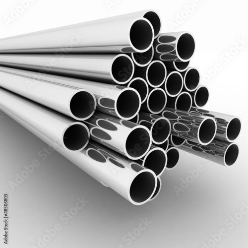 Illustration: Metal pipes. 3d render illustration on the white background Metal pipes. 3d render illustration on the white background