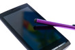 Capacitive pen and smartphones on white background