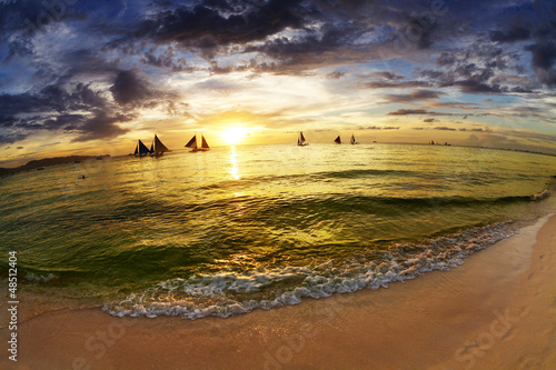Photo: Tropical beach at sunset Tropical beach at sunset