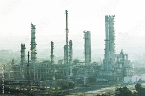 Photo: oil refinery plant and fog at morning oil refinery plant and fog at morning