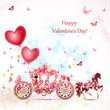 girl in a carriage with valentines