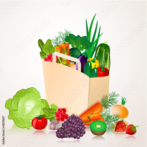 Vector: bag of vegetables bag of vegetables