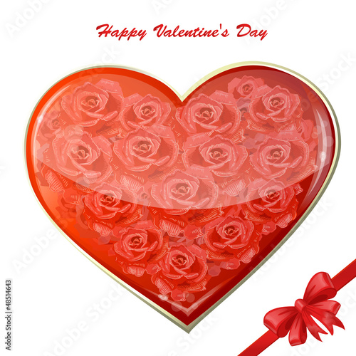 Vector: Valentine's card with a heart of roses Valentine's card with a heart of roses