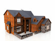 Illustration: a stone and wooden house a stone and wooden house