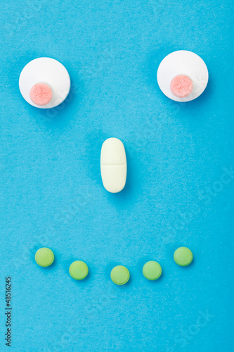 Photo: Happy smileyface made of pills Happy smileyface made of pills