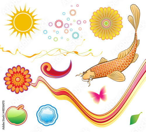 Illustration: Summer design elements Summer design elements
